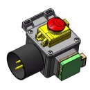 Schalter-Stecker Kombi Maschinenschalter DZ08-2 220V  mit NotAus Klappe und transprarenter Silikonhülle
