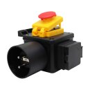 Schalter-Stecker Kombi Maschinenschalter DZ08-2 220V  mit NotAus Klappe und transprarenter Silikonhülle